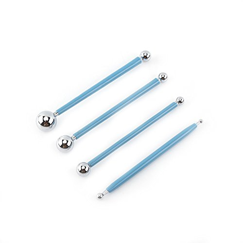 Juego Herramientas Bola para Esculpir, Herramientas Modelado Arcilla Acero Inoxidable con Goma 4 Pieza Herramientas Escultura Doble Extremo para Dar Forma Hojas Pétalos