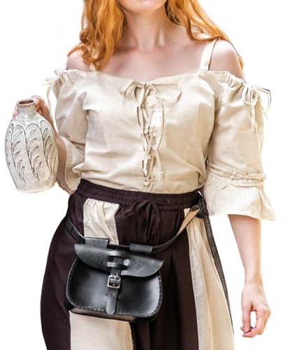 Leonardo Carbone® Damblus, axelblus Prina | justerbara remmar | snörning fram | karneval, halloween, cosplay, LARP, medeltid, vikingare, kostym | bomull, natur, XXL