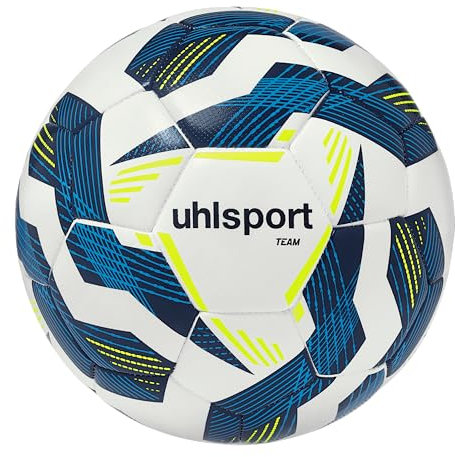 uhlsport Team Football Jeunes et Adultes, Blanc/Marine/Fluo Jaune, 4