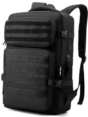 Outplea 20L Sac a Dos Militaire Homme Femme, Sac a Dos Tactique Etanche, Petit Sacs à Dos Randonnée Sacs à Dos Sport pour Camping Voyage Pêche Alpinisme, Noir