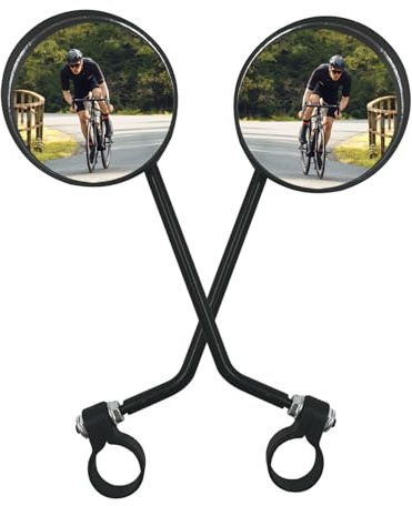 Homieway Lot de 2 rétroviseurs de vélo - En verre véritable HD - Pour vélo électrique - Surface de miroir extra large - Rétroviseur de VTT - Rétroviseur de vélo pour guidon (22-25 mm)