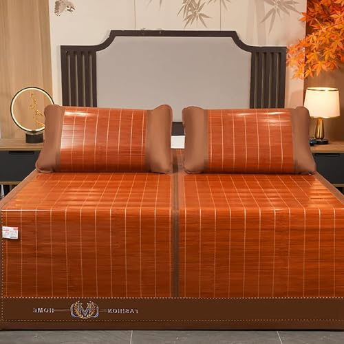 YQMHEZ Stuoia Bambu Letto, Stuoia Estiva In Bambù, Set da 2/3 Pezzi, Tappetino Rinfrescante Traspirante per La Casa, Letto Rinfrescante Arrotolabile per Interni, Stuoie Pieghevoli Bifacciali(200x220cm