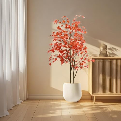 PortoAlegre Érable artificiel de 180 cm - Grand arbre d'érable d'automne réaliste en pot - Grande décoration d'intérieur - Feuilles d'érable rouges artificielles pour la maison, les fêtes d'automne