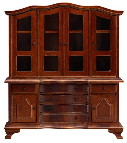 Vitrine miniature pour maisons de poupée 1/12 avec tiroir fonctionnel et porte latérale pour accessoires de jeu réalistes