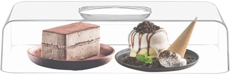 DEARMAMY Coperchio Trasparente in Acrilico Rettangolare per Alzata Torte Copertura Alimenti Esterna per Cucina e Ristoranti Campana per Antipasti Pane e Dolci Torta Decorata di Natale