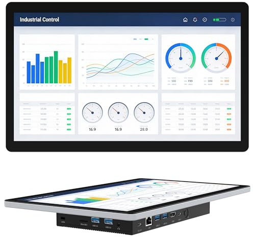 Tablet Panel Computer All in One 13,3 Zoll-HEIGAOLAPC Industrie Touch Panel PC Win11, N5100, Embedded Mini PC mit Touchscreen, 8GB Ram 128GB Rom 1920*1080 IPS, USB3.0*4, RS232, LAN, HDMI, Type-C 3,1