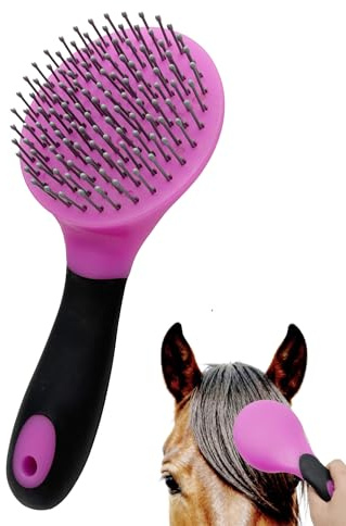 Horse Mane & Tail Combs Horse Brushes Shedding Brush Soft Bristle Comb Grooming Tool for Equine Long Haired Dogs (RoseRed Black)