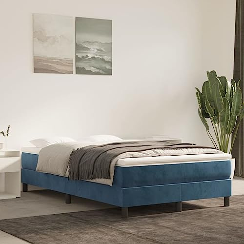 Xuvaracle Pocketfjädermadrass Medium mörkblå 120 x 200 x 20 cm sammet med komfortskum och överdrag, ventilerande sovunderlag för ryggstöd och tryckavlastning i ungdoms- eller gästrum