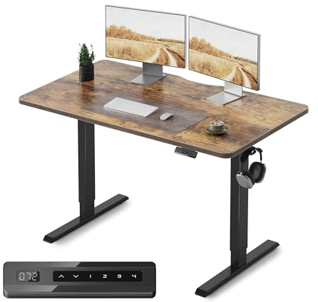 FEZIBO Electric Standing Desk, 48 x 24 Inches Height Adjustable Stand up Desk, Sit Stand Home Office Desk, Computer Desk, Rustic Brown