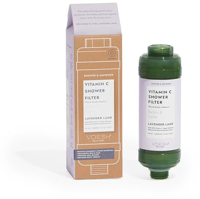 VOESH Vitamin C Duschfilter - Aromaterapi och vattenrenare - 100% vegansk: Med C-vitamin, botaniska oljor, hyaluronsyra - Lavender Land