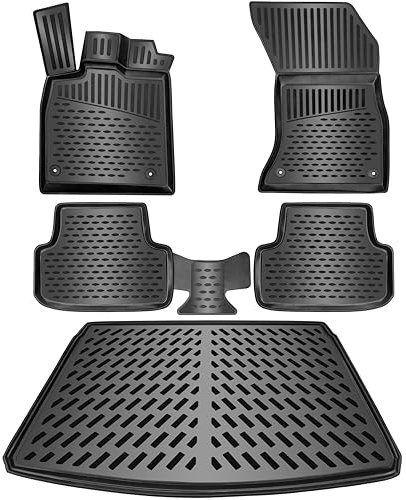 ELMASLINE 3D Gummimatten & Kofferraumwanne Set für VW Caddy 4 IV 2015-2020