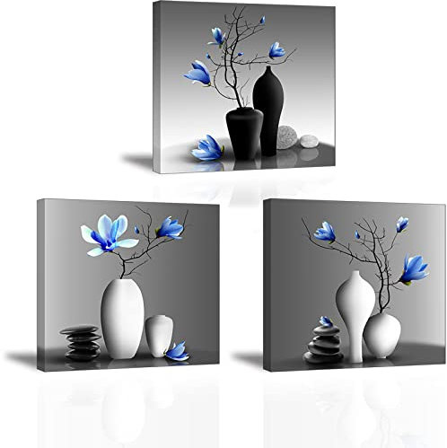 PIY PAINTING Set di 3 Orchidee Eleganti Quadro su Tela Stampa Le Orchidee Significano Bontà Immagini di Fiori Stampate su Tela Stampe da Parete Decorazioni per Sala Yoga caffè Studio Bagno 30x30 cm