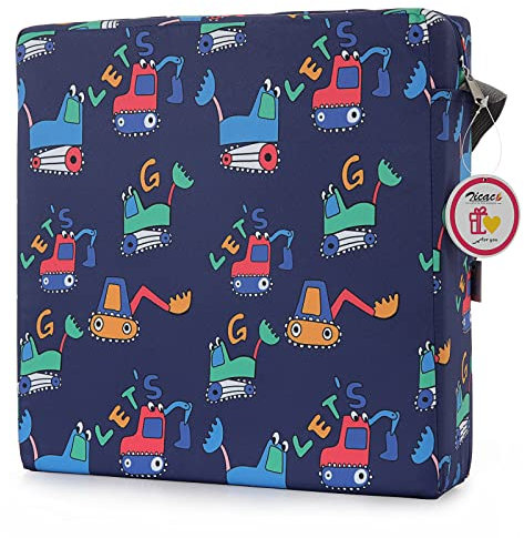 Zicac Sitzerhöhung Stuhl Kind Tragbar Cartoon Stuhlerhöhung Kind, Abnehmbar Waschbar Sitzkissen Kinder Stuhl mit 2 Anti-Rutsch-Schnalle für Essen, Klavier spielen, Ausflug, Picknick, Reisen