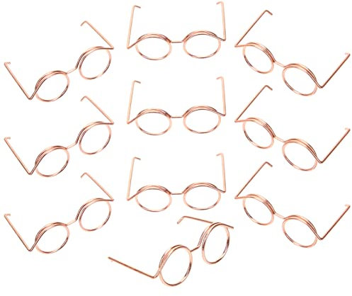 Toddmomy 10 Stücke Metall Puppe Brille Mini Draht Rand Puppe Brillen Miniatur Brillen Puppen Zum Verkleiden Spielzeug Roségold