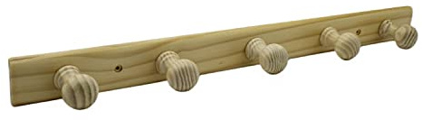 CABLEPELADO Perchero de Madera para Pared, Soporte con 5 Pomos, 55.6 cm x 5 cm