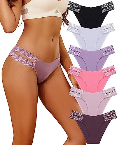 BeReady Seamless Slips Damen Spitze Nahtlose Unterwäsche Frauen Sexy Spitzen Unsichtbarer Unterhosen Damen Nahtlos Brazilian Slip Mehrpack 6er Pack