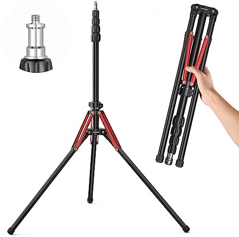 Neewer Supporto leggero in lega di alluminio con gambe reversibili a 180°, adattatore a vite da 1/4-3/8 e borsa, treppiede portatile da viaggio da 220 cm per fotografia all'aperto Speedlite Strobe