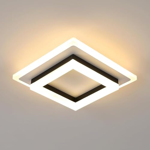Comely Plafoniera LED Soffitto Quadrata, 24W Lampada Moderna, Lampadario Bianca in Acrilico per Soggiorno, Bagno, Camera da Letto, Corridoio, Bianco Caldo 3000K