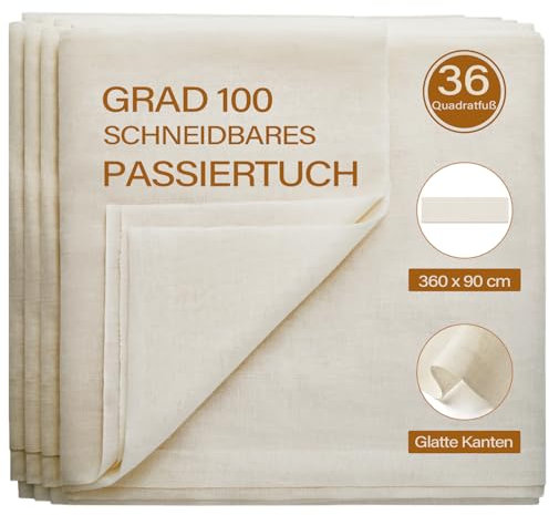 eFond Étamine 360 x 90 cm - Tissage fin - Densité : 100 - Tamis en pur coton non blanchi - Non pelucheux et à mailles ultra fines - Peut être découpé au besoin (36 pieds carrés)