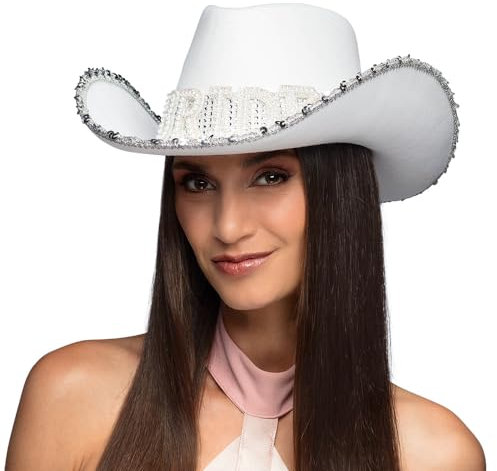 Boland 01436 - Cowboyhut Bride, Hut für JGA, Karneval und Mottoparty, Hochzeit, Braut, Einheitsgröße