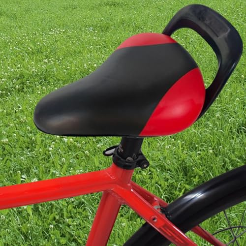 Comebachome Kids Bike Seat Replacement, Bike Seat for Kids Waterproof 7.9x5.3in Bike Saddle Handled PU Bicycle Seat Stylish Curved Replacement Kids Bike Seat, Red, Bike Seat for Kids