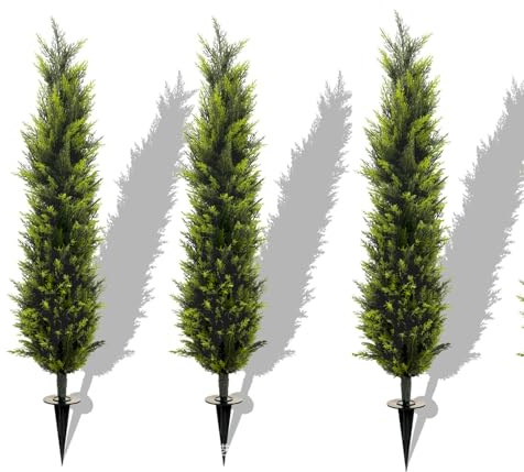 Alberi di Natale con cipressi artificiali, piante finte realistiche per interni ed esterni, facile installazione con picchetto