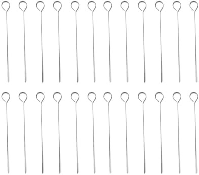 Set de 24 Pinchos Planos para Brochetas, Acero Inoxidable, 30cm, Reutilizables para Barbacoa y Parrilla