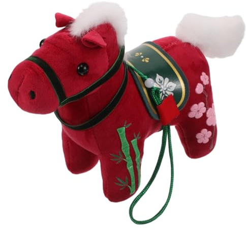 BESPORTBLE Zodiac Horse Plush Toy 2026 Chinese New Year Figurine for Boys and Girls Soft Stuffed Animal Doll Red Cuddly Horse Pendant Celebration Room Decoration