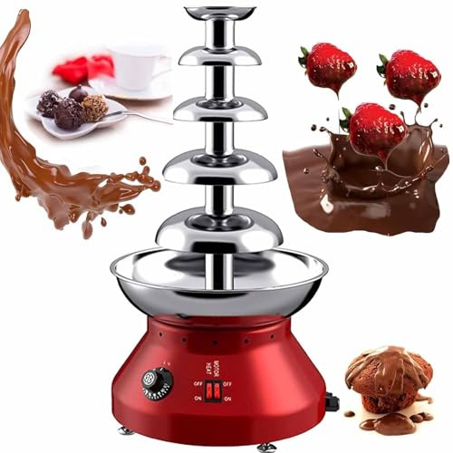 Fuente de chocolate de 6 niveles, gran capacidad para fiestas, cumpleaños y eventos