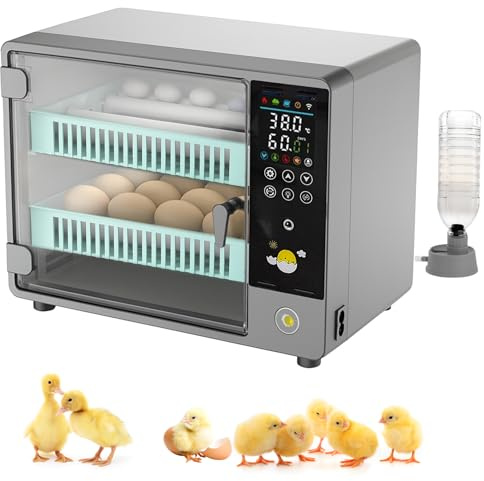 24 Egg Incubators for Hatching Eggs, Incubator for Eggs Automatic Turning with Humidity Display and Temperature Control, Egg Incubator for Chicken, Duck, Goose, Quail, Poultry, Pigeon, and Bird Eggs
