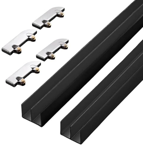 Kit de rail de porte coulissante en verre, double rail en alliage d'aluminium avec rouleaux pour armoire et panneau acrylique
