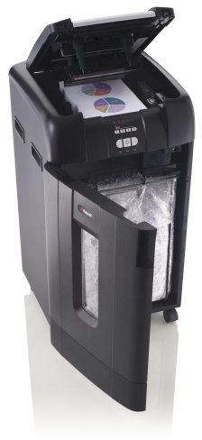 Rexel 750X Automatisk Dokumentförstörare, 750 Ark, Korrskärning, för Större Kontorsbehov, (20+ Användare), 115L Behållare, Olja ingår, Svart, 2103750