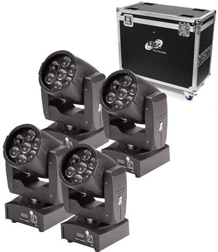 ETEC Professional LED Zoom Moving Head 7Z Set mit Flightcase ZOOMFUNKTION 7x15 Watt RGBW 4in1 - CASE TOURSET für DJ CLUB PARTY BEAM WASH SPOT DMX Veranstaltung Bühnenbeleuchtung Licht SPARANGEBOT