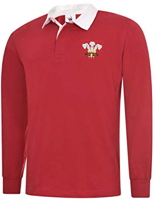 WALES - Camiseta de manga larga estilo retro de rugby de 6 naciones, rosso, XL