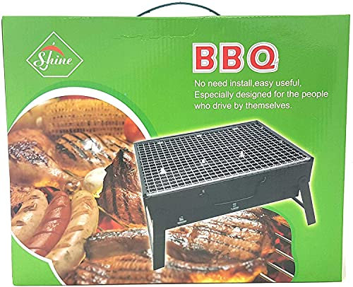 SHINE BBQ Charcoal Grill Barbecue Steel Foldable Stool Chair Stand for Outdoor Park Beach Summer (Small)