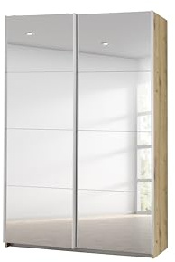 Rauch Möbel Caracas Armadio con Ante scorrevoli, Legno ingegnerizzato, Piastra di serraggio, Oak Artisan con 2 Porte a Specchio, 136x210x62
