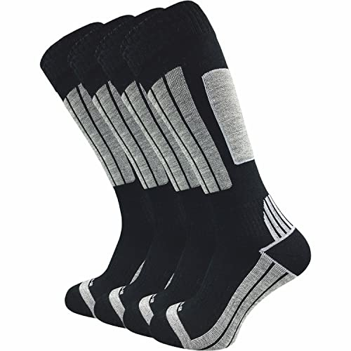 GAWILO Chaussettes de ski pour femmes avec laine chaude et rembourrage fonctionnel spécial | 4 paires
