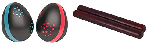 Halilit Hi-Lo Egg Shakers High-end Hand Shaker Percussion Musical Instrument. Percussionists of All Levels. Teens & Adults. Built to Last & Theodore CLA7-RD Wooden Claves