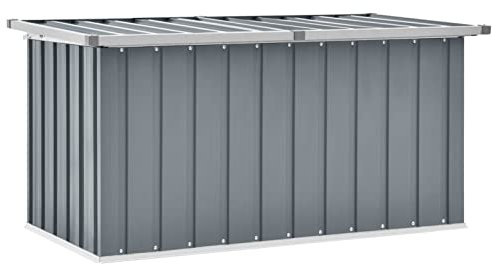 Yolola gartenbox Metall aufbewahrungsbox Garten wetterfest aufbewahrungsbox Metall gartenkiste aufbewahrungsbox Outdoor Garten truhe wetterfest aufbewahrungsbox Garten Grau 129 x 67 x 65 cm