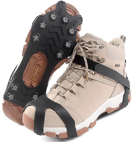 Ceestyles Steigeisen für Bergschuhe mit 11 Zähne Verdickte Schuhkrallen aus Edelstahl Anti-Rutsch Schuhspikes für Wandern Trail Running Trekking Winter Outdoor