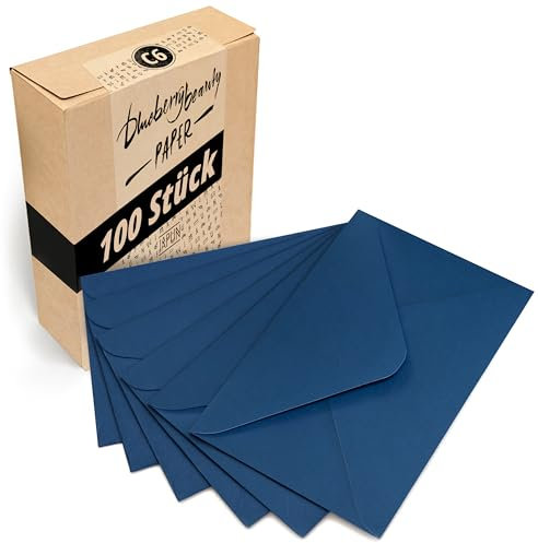 Japun – Briefumschläge (100 Stück) aus Papier, Kuvert, Umschlag ohne Fenster - DIN C6-162 x 114 mm - blau