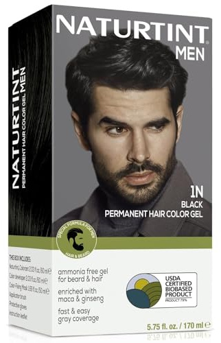 Naturtint Mens Permanent Hair Color for Hair Beard and Mustache (1N Black)