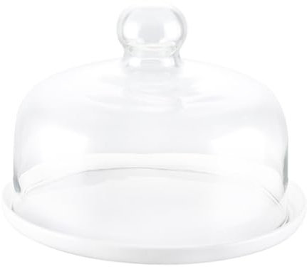 Ioensy - Expositor para tartas con tapa de cúpula, bandeja para galletas, bandeja para tartas para vacaciones, boda, fiesta festiva, 8 pulgadas