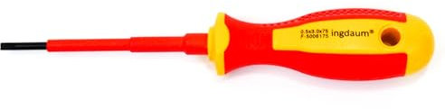 ingdaum VDE - Cacciavite a taglio isolato contro 1000 V, per elettricista professionista, meccatronico e refrigeratore (0,5 x 3,0 x 75 mm)