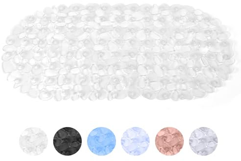 AMFUN Tapis de baignoire antidérapant transparent avec ventouses, lavable en machine, résistant à la moisissure 65 x 35 cm