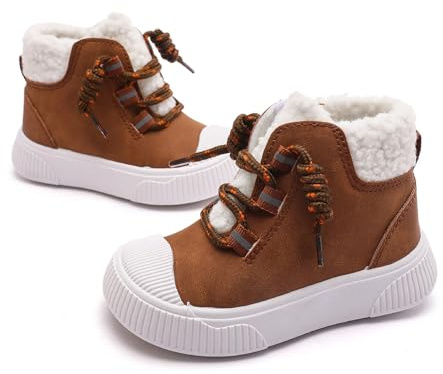 Scarpe invernali per bambini, taglia 22, in cotone, per bambini, invernali, per la casa, per interni, imbottite, per bambini, impermeabili, marrone, 25.5 EU