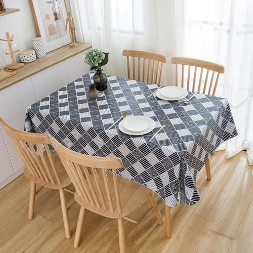Anevous Tovaglia lavabile, impermeabile, 70 x 70 cm, facile da pulire, in plastica, elegante tovaglia cerata, per sala da pranzo, soggiorno, balcone, giardino, bianco e nero