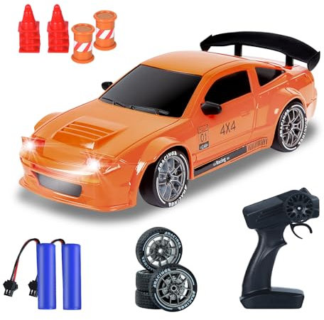 BORSTOYPRO RC Drift Car, 1:24 Ferngesteuertes Auto 4WD Drift GT-RX7 Fahrzeug Hochgeschwindigkeits-Racing RC Drifting Car mit voller proportionaler Drossel Geschenke Spielzeug für Jungen Kinder
