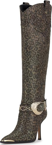 Jessica Simpson Kenzin Western Embelished Buckle Boot, Natural, 6