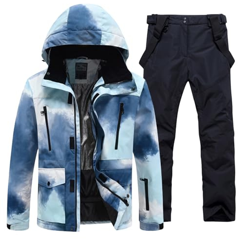 Oymyakon Men Ski Suit Waterproof Snow Suits Snowboard Jacket and Pants Set Winter Outdoor Windproof Warm Two Piece Snowsuits BlueBlack L